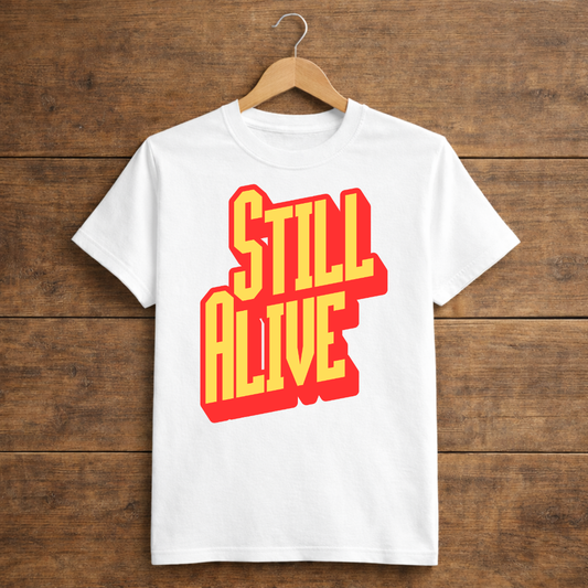 samay raina still alive t shirt white hanging