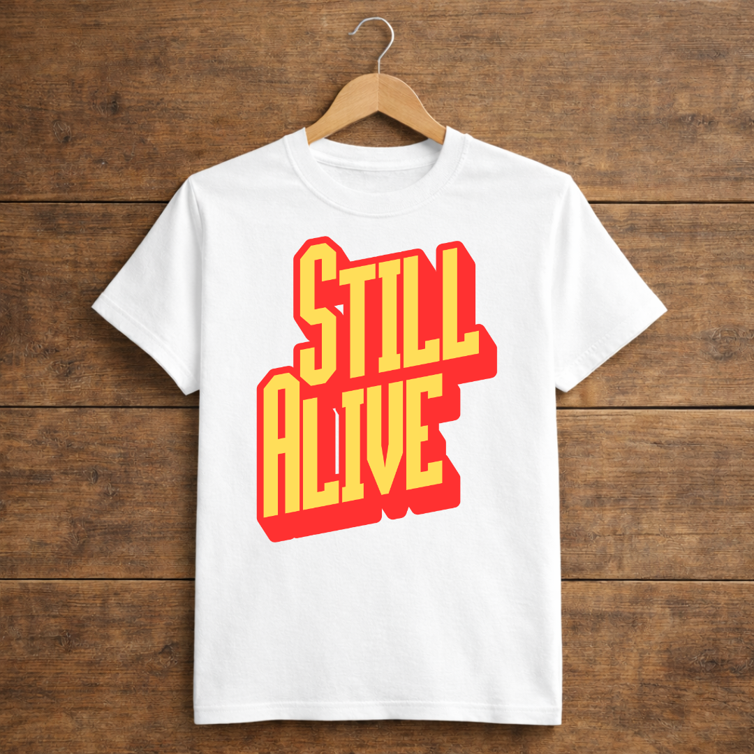 samay raina still alive t shirt white hanging