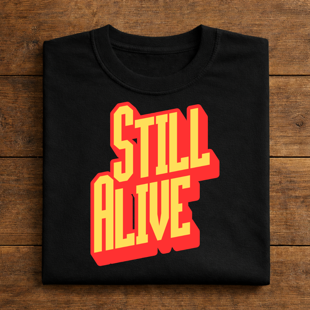 samay raina still alive t shirt black folded