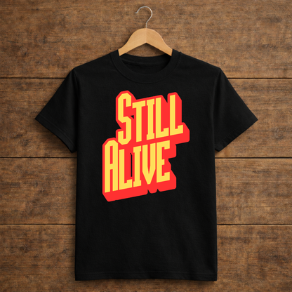 samay raina still alive t shirt black hanging